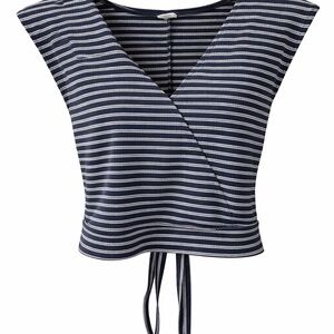 Jack by BB Dakota Navy and White Striped Crop Top